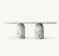 Nouveau design de dessus de table en marbre de pierre naturelle ensemble de table à manger rectangulaire