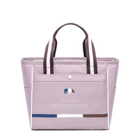 Sac à déjeuner isotherme personnalisable style frais, avec logo imprimé, en polyester, doublure en aluminium, épais, portable, pour étudiants et bureau