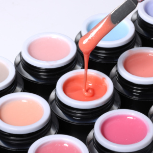 15ml Logo personalizzato Non costruttore di calore Gel colori Glitter rosa <span class=keywords><strong>Nude</strong></span> HEMA libero senza bruciare auto livellamento per unghie duro Gel costruttore in barattolo - Product Image 4