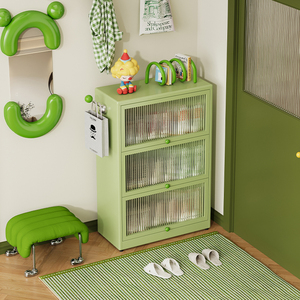 <span class=keywords><strong>Zapatero</strong></span> Metálico Multicapa <span class=keywords><strong>Verde</strong></span> con Esquinas Redondeadas y Puerta, Mueble <span class=keywords><strong>Zapatero</strong></span> de Acero que Ahorra Espacio para Apartamentos - Product Image 1