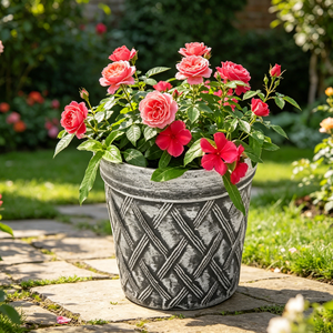 Jardinières rondes en plastique dorées et argentées, style antique, pour <span class=keywords><strong>extérieur</strong></span>, à prix abordable - Product Image 2