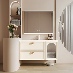Modern Smart <b>Mirror</b> Lacquer Finish MDF Bathroom Vanity Storage Solution <b>Wall</b>-Mounted Vanity Combo Water Resistant Eco-Friendly - Product Image 1