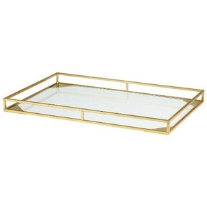 Plateau de service en métal pour restaurant d'hôtel avec plateau miroir de luxe tendance rond poli argenté - Product Image 5
