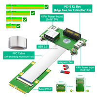 Mini PCI-E ke PCI-E Express 1X + Kartu Riser USB dengan Kabel FPC Aluminium Foil Pelindung EMI
