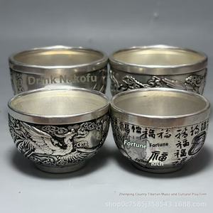 Antico rilievo in bronzo Baifu tazza ornamento retrò drago <span class=keywords><strong>Phoenix</strong></span> metallo artigianale spilla decorazioni per la coppa feste di fusione incisione - Product Image 5