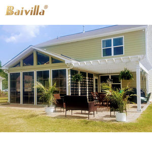 Pabellón Metálico de Lujo Moderno con Terraza de Vidrio Templado, Invernadero Blanco para Jardín, Cubierta para Patio Exterior, Solárium - Product Image 3