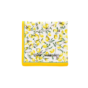 Asciugamano da cucina in cotone con stampa limoni 70x70 cm quadrato con bordo giallo per uso domestico - Product Image 1