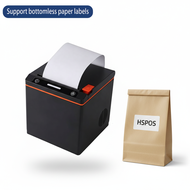 HS-KH80-L Bottomless Linerless Label Thermal Printer (No-Backing Labels) for Printing Takeaway Packaging Labels for Restaurants