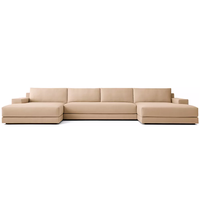 Ensemble de canapés sectionnels en tissu tendance avec accoudoirs à rainures pour salon de villa, canapé en forme de L avec structure en bois massif