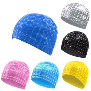 GD <span class=keywords><strong>Bonnet</strong></span> <span class=keywords><strong>de</strong></span> natation en silicone avec revêtement en polyester PU pour hommes, multicolore, avec logo personnalisé et motif <span class=keywords><strong>gaufré</strong></span>. - Product Image 1