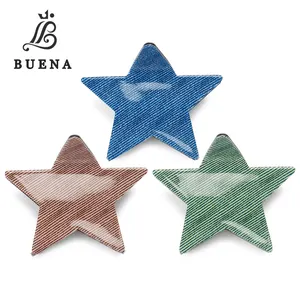 Buena Fashion Five Stars Plastics Hair Claw Clips Custom Denim Color PVC Plastics Stars Hair Claws For Women