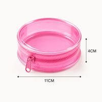 Pochette zippée en PVC transparente personnalisée pour éponge de maquillage, emballage cadeau mignon pour cosmétiques, petits sacs ronds en plastique pour maquillage