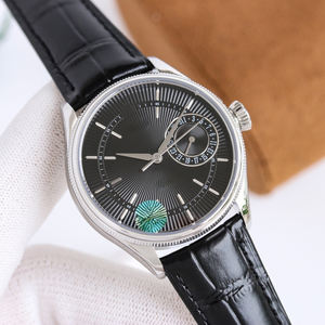 Montre chronographe sport de luxe, boîtier en acier inoxydable, bracelet en cuir de vache, résistante à l'eau 20 BAR, mouvement mécanique - Product Image 3