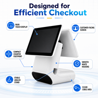 Sistema POS Inteligente Android con Pantalla Táctil Dual de 15.6 Pulgadas, WiFi, Bluetooth, LAN, Puertos USB, Reconocimiento Facial, Impresora de Recibos de 58 mm