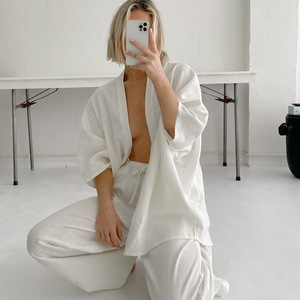 OEM Custom Women's Luxury Night <strong>Pyjamas</strong> <strong>One</strong> Piece Organic Cotton Blend Vacation Style Sleepwear 2024 Fashion - Product Image 4