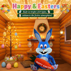 4FT Easter Inflatable Bunny Holds Carrot Happy Easter Blow up Outdoor Decoration with LED <b>Lights</b> for Home Yard Party - Product Image 5