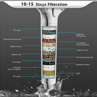 Pommeau de douche minéral purifiant Kdf filtres 15 fibre de carbone activée filtre ionique en acier inoxydable pommeau de douche à main pour eau dure