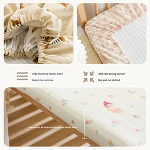 Set di Lenzuola per Lettino in Puro Cotone, Coprimaterasso Protettivo in Garza per Neonati e Bambini dell'Asilo - Product Image 4