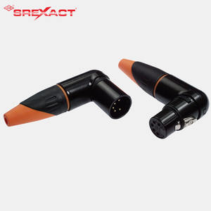 Connecteur XLR femelle à 90 degrés à 5 broches avec contacts en laiton plaqué or Boîtier en alliage de zinc pour applications audio et vidéo - Product Image 1
