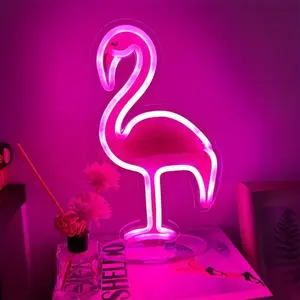 Lámpara de Pared LED de Neón con Forma de Flamenco Rosa, Alimentación por USB, Control Manual, para Dormitorio, Fiesta en la Playa, Boda, Bar, Centro Comercial, Edificios, Tiendas - Product Image 4