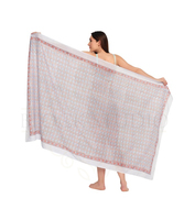 Sarung Katun Cetak Blok Tangan Terlaris untuk Wanita, Penutup Bikini Ringan, Pakaian Pantai & Resor Musim Panas