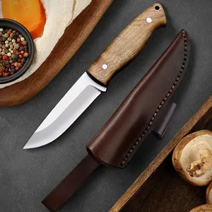 Sandvik pisau saku impor dari baja pisau kecil makan daging barbekyu lapangan dengan sarung kulit