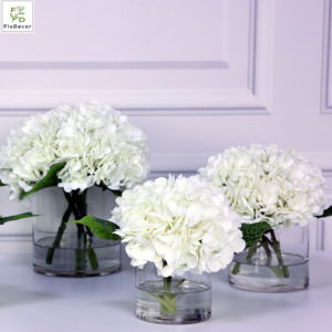 High Quality Customized Artificial Real Touch Hydrangea <strong>Flower</strong> Floral Arrangement with Square <strong>Vase</strong> and Resin Water - Product Image 4