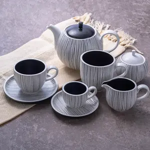 현대 유럽 영국 세라믹 차 컵 세트 접시 6, 15pcs 도자기 차 냄비 컵 세트 커피와 차