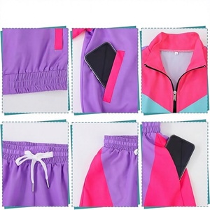 Women <b>Y2K</b> Color Blocking <b>Tracksuit</b> Short Sleeve Zipper Jacket With Shorts Quick Dry Lightweight Summer Wear - Product Image 5