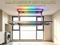 Séchoir à linge pliable pour balcon à 6 ventilateurs avec lumières colorées, contrôle intelligent via l'application Tuya et télécommande