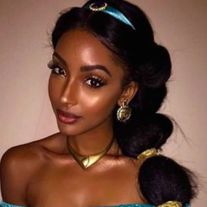 Anxin Noir Grossier Tresse Synthétique Cheveux Bouclés Carnaval <span class=keywords><strong>Princesse</strong></span> <span class=keywords><strong>Jasmine</strong></span> Partie <span class=keywords><strong>Perruque</strong></span> cospaly <span class=keywords><strong>perruque</strong></span> - Product Image 4