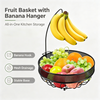 Panier de rangement en fil métallique pour fruits avec poignées, idéal pour aliments, boissons, garde-manger et comptoirs de cuisine