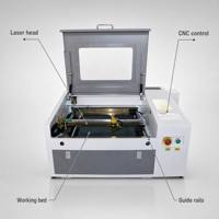 Grabador Láser CO2 440 con Sistema de Control Ruida, Tubo Láser de 50W 60W para Grabado de Cilindros Pequeños