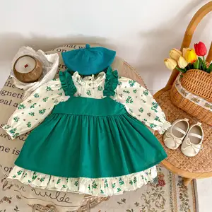 Engepapa Herbst Mädchen Blumen kleid Langarm Kinder riemen Schürze Mode Baby Mädchen Kleidung