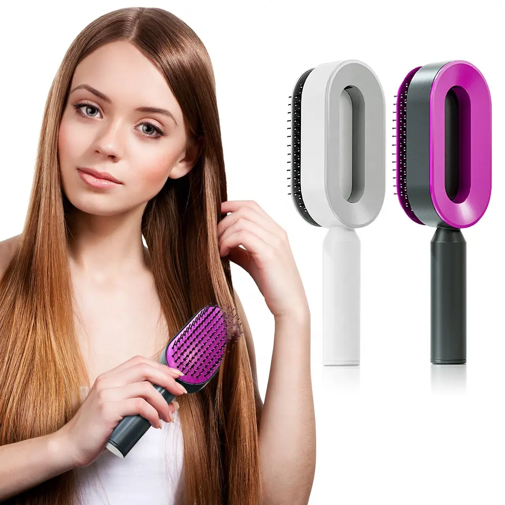 Ide produk 2024 sikat rambut otomatis Detangler SCAP Massager sikat rambut pembersih diri Set 3d Air untuk wanita