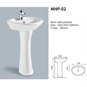 อ่างล้างหน้าเซรามิกพร้อมแท่นสำหรับห้องน้ำและห้องครัว - Product Image 3