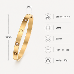 Pulseras de Acero Inoxidable con Baño de Oro de 18K y Diamantes, Joyería de Moda Resistente al Deslustre, Venta al Por Mayor para Mujeres y Niñas - Product Image 4