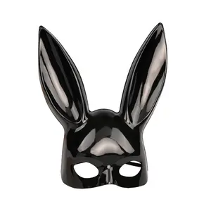 Masquerade coniglio bianco e nero coniglietto mezza maschera bomboniere di Halloween maschera coniglio coniglietto per accessorio Costume da festa