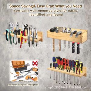 Support mural en bois pour outils, pour clés, marteaux et tournevis, avec 1 niveau de 14 cm de profondeur - Product Image 2