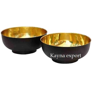 Bol de service décoratif fini or et noir de luxe - Product Image 1