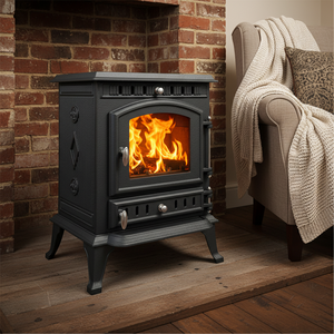 Poêle à bois haute efficacité pour usage intérieur, avec construction et design en fonte - Product Image 1