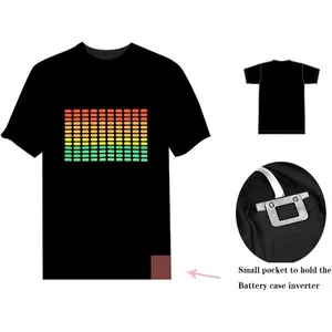 Hot Sale Party Flashing LED Display Flexible Music Flashing Sound Activated T-shirt Glowing EL Panel LED Light Up T Shirt