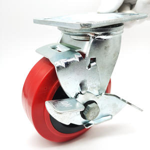 Heavy Duty 4 Zoll 5 Zoll 6 Zoll 8 Zoll <span class=keywords><strong>Red</strong></span> Polyurethan Swivel Caster Wheels mit 6 Zoll Big <span class=keywords><strong>Red</strong></span> PU Brake Caster - Product Image 1
