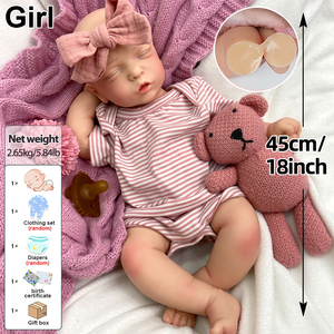 Muñeca Reborn de Silicona de 45 cm Personalizable, con Ojos Cerrados y Extremidades Móviles, Accesorio para Películas, Muñeca Recién Nacida para Artistas - Product Image 5