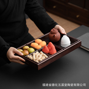 Bamboo <b>Tea</b> <b>Tray</b> 8-11 Compartments Rectangle Multifunctional Serving Storage <b>Tray</b> For <b>Tea</b> Snacks And Fruit - Product Image 3