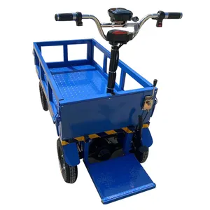 Heavy-duty forward-reversing electric platform cargo carrier trolley with lights for engineering purposes