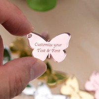 Faveurs de mariage personnalisées, cadeaux, étiquettes de faveur en acrylique miroir personnalisées en forme de papillon pour les invités, décorations de fête de mariage, étiquettes nominatives