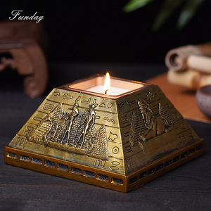 Fangdi Egyptian Pyramid Candle Holder Embossed Design Home Decoration Metal Ornament - Product Image 3