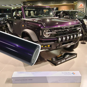 ฟิล์มไวนิล PET สีม่วงมิดไนท์เมทัลลิกเงาสำหรับหุ้มรถยนต์  แบบไล่อากาศได้  <span class=keywords><strong>แผ่น</strong></span>เปลี่ยนสีรถยนต์สำหรับตกแต่งภายนอกรถยนต์ - Product Image 1