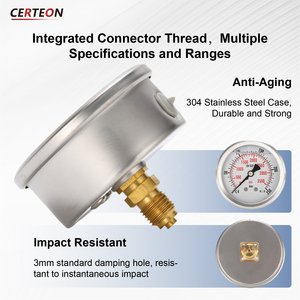เครื่องวัดความดันสแตนเลสความแม่นยำสูง บรรจุของเหลว หน่วยคู่ Bar Psi 1/4 BSP ทน<span class=keywords><strong>ไอ</strong></span>น้ำ - Product Image 3